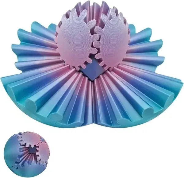Gear Fidget Sphere with Interlocking Gears and Textured Grip, PLA Pocket Size Veldora