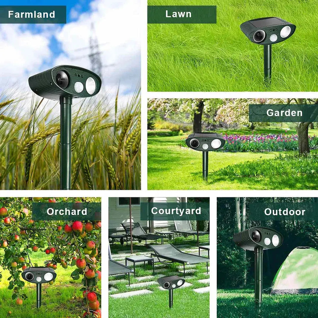 Solar Deer Repeller with Motion Sensor and Ultrasonic Deterrent, Weatherproof 4-Pack Veldora