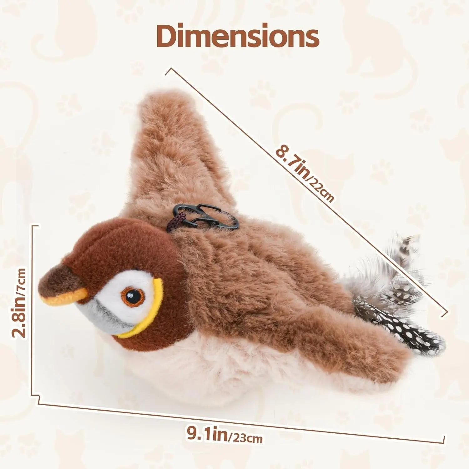 Interactive Cat Toy with Motion-Activated Chirps and Feather Tail, USB Rechargeable Veldora