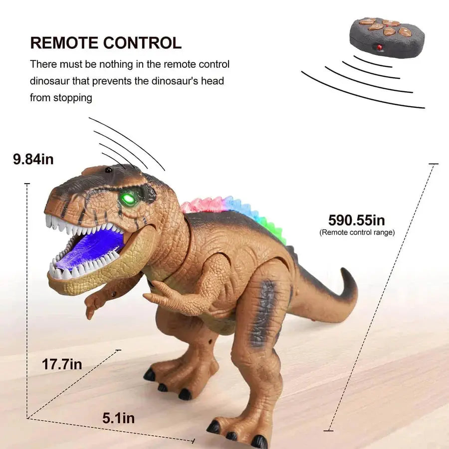 Dinosaur Remote Control Toy with Multi-Color LED Spikes and Roaring Sound, Rechargeable Veldora