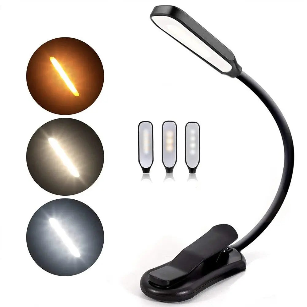 Clip-On Reading Lamp with Adjustable Color Temperature and Rechargeable Battery, 9-LED Veldora