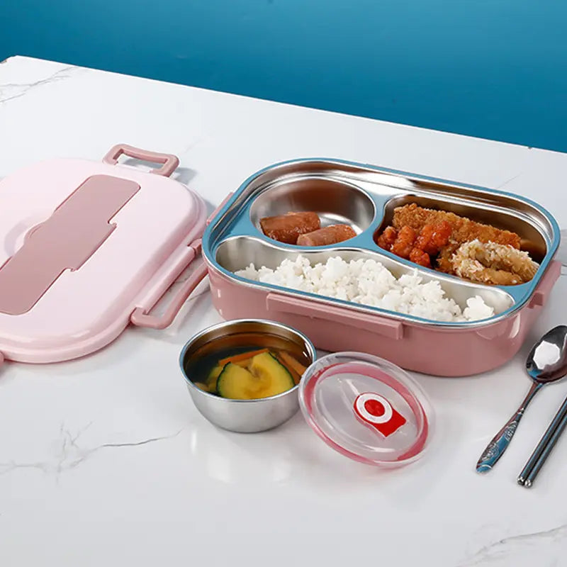 Insulated Lunch Box with Stainless Steel Bowl and Leak-Resistant Lid, 3-4 Compartments Veldora
