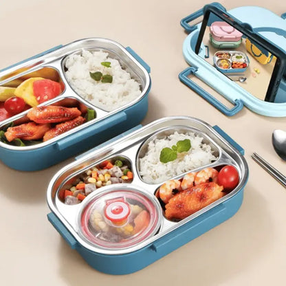 Insulated Lunch Box with Stainless Steel Bowl and Leak-Resistant Lid, 3-4 Compartments Veldora