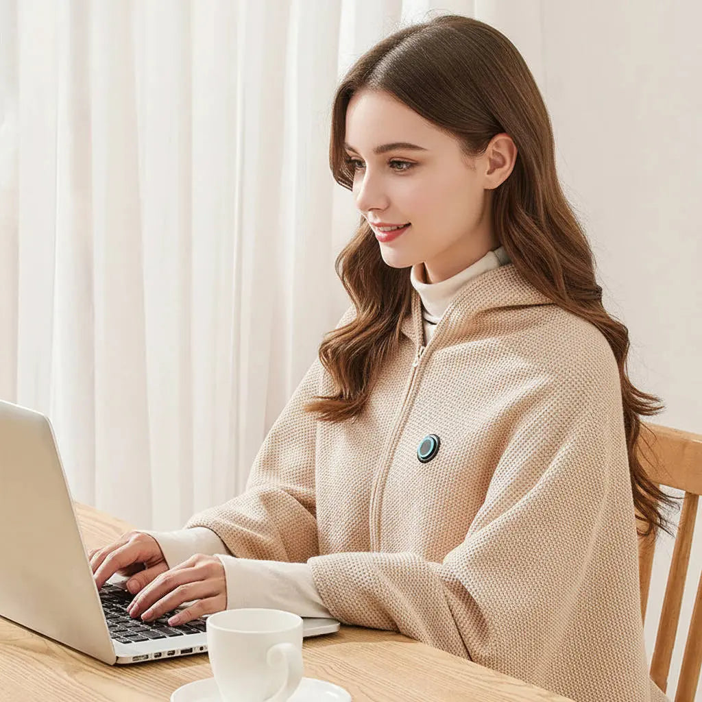 Heated Shawl with 8-Zone Carbon Fiber Heating and Zipper Closure, USB-C Powered Veldora