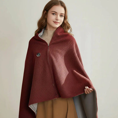 Heated Shawl with 8-Zone Carbon Fiber Heating and Zipper Closure, USB-C Powered Veldora
