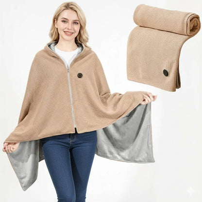 Heated Shawl with 8-Zone Carbon Fiber Heating and Zipper Closure, USB-C Powered Veldora