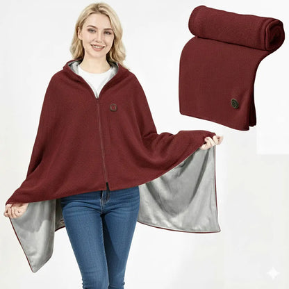 Heated Shawl with 8-Zone Carbon Fiber Heating and Zipper Closure, USB-C Powered Veldora
