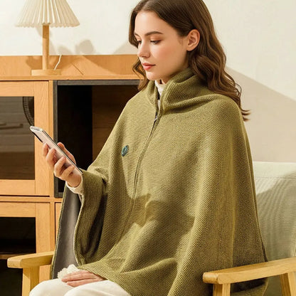 Heated Shawl with 8-Zone Carbon Fiber Heating and Zipper Closure, USB-C Powered Veldora