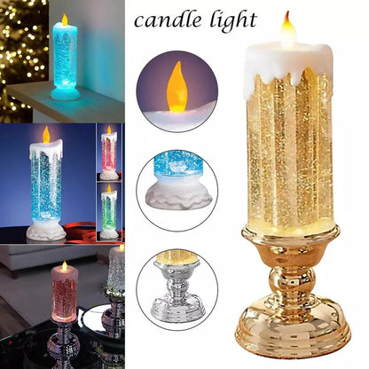 LED Glitter Candle with Rotating Color-Changing LEDs and USB or Battery Power Veldora