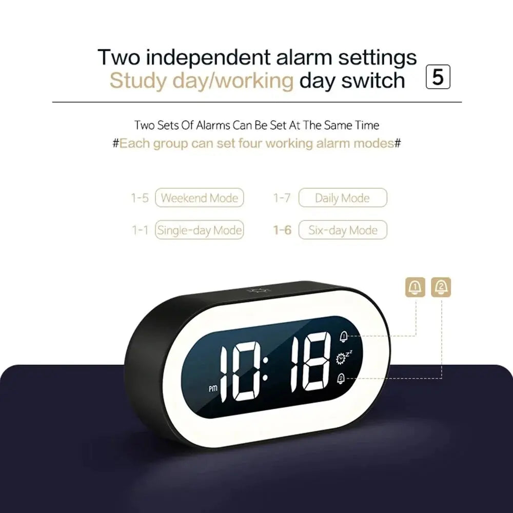 Wake Light Alarm Clock with Gradual Dawn Light and Rechargeable USB-C, Large LED Display Veldora