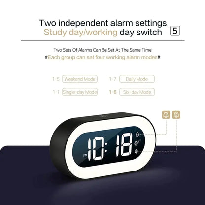 Wake Light Alarm Clock with Gradual Dawn Light and Rechargeable USB-C, Large LED Display Veldora