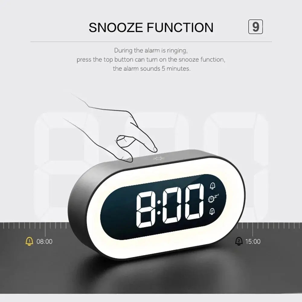Wake Light Alarm Clock with Gradual Dawn Light and Rechargeable USB-C, Large LED Display Veldora