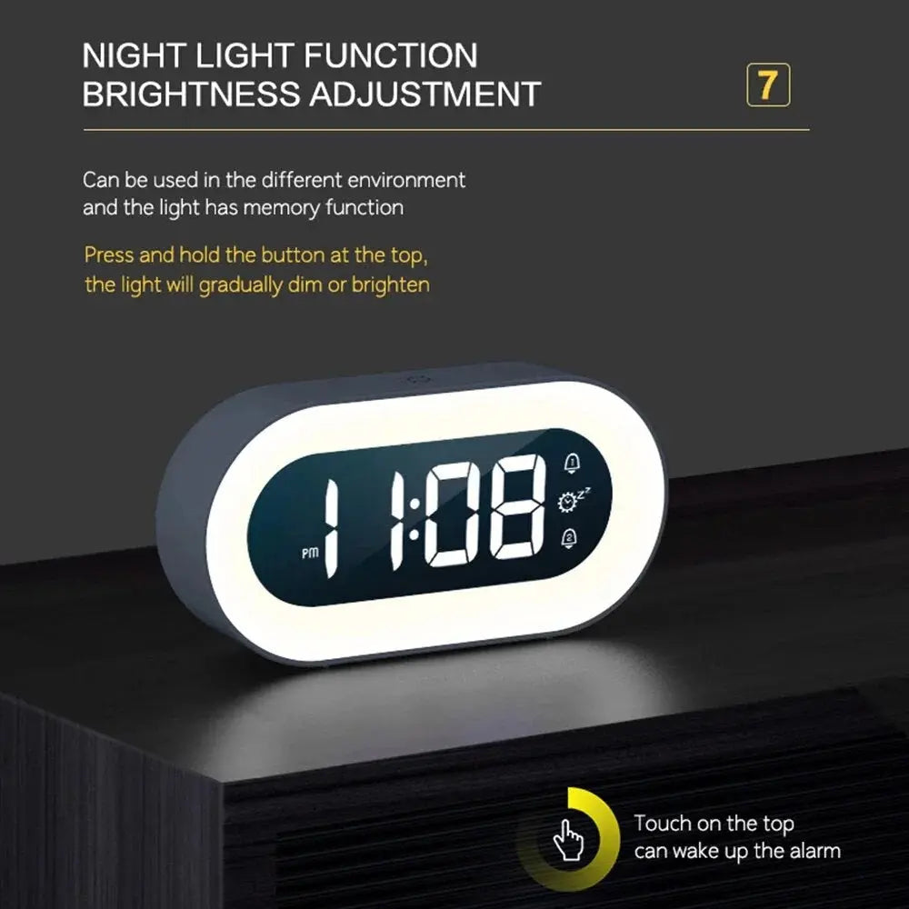 Wake Light Alarm Clock with Gradual Dawn Light and Rechargeable USB-C, Large LED Display Veldora