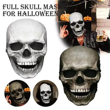 Realistic Skull Mask with Movable Lower Jaw and Full-Head Latex Construction, Unisex Veldora