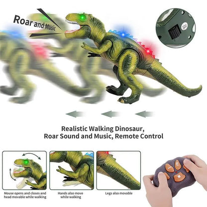 Dinosaur Remote Control Toy with Multi-Color LED Spikes and Roaring Sound, Rechargeable Veldora