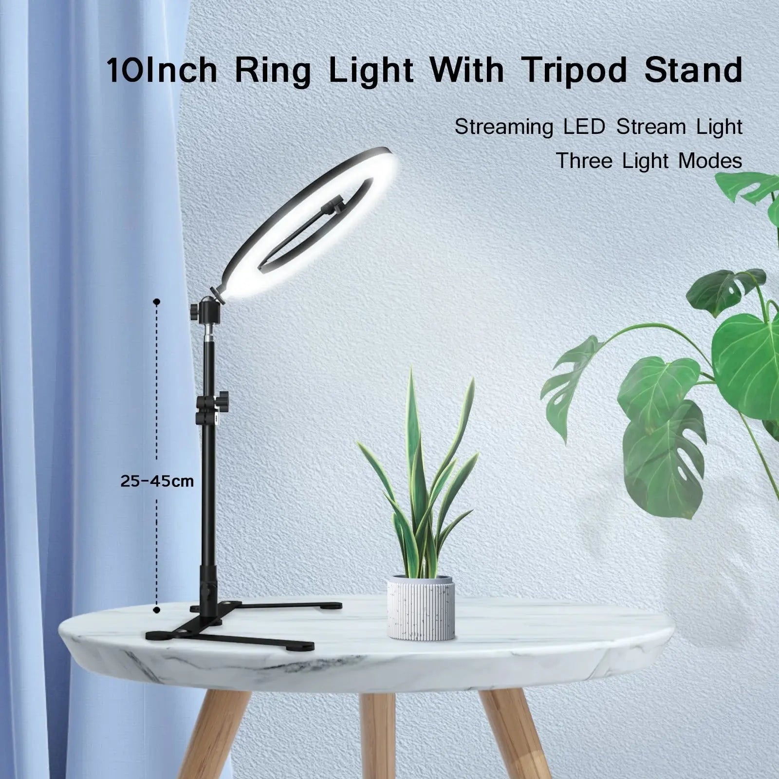 Ring Light with Tripod and 360° Phone Holder, 3 Color Modes, 10 Brightness Levels Veldora