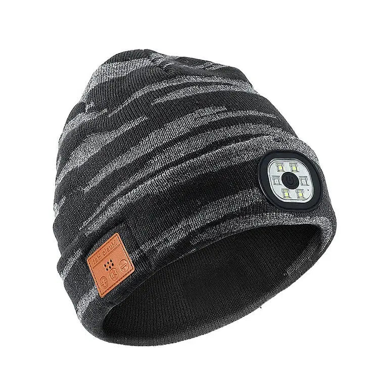 Bluetooth Beanie with Front LED Light and Built-In Speakers, Removable Module Veldora