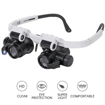 LED Magnifier Headset with Interchangeable Lenses and Adjustable Headband, 8x 15x 23x Veldora