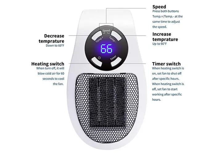 Portable Space Heater with Rapid Heating and Adjustable Thermostat for Up to 350 Sq Ft Veldora