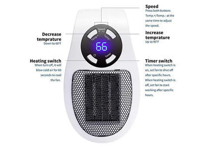 Portable Space Heater with Rapid Heating and Adjustable Thermostat for Up to 350 Sq Ft Veldora