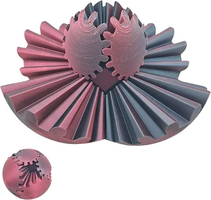 Gear Fidget Sphere with Interlocking Gears and Textured Grip, PLA Pocket Size Veldora