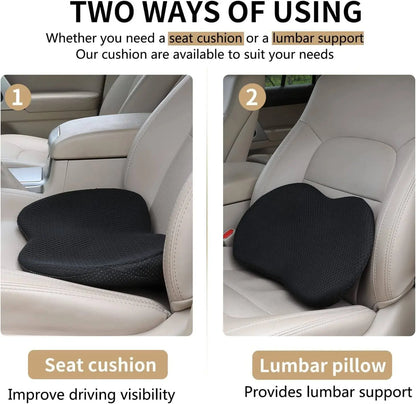 Car Seat Cushion with Memory Foam and 3.5-Inch Lift, Breathable Zippered Cover Veldora