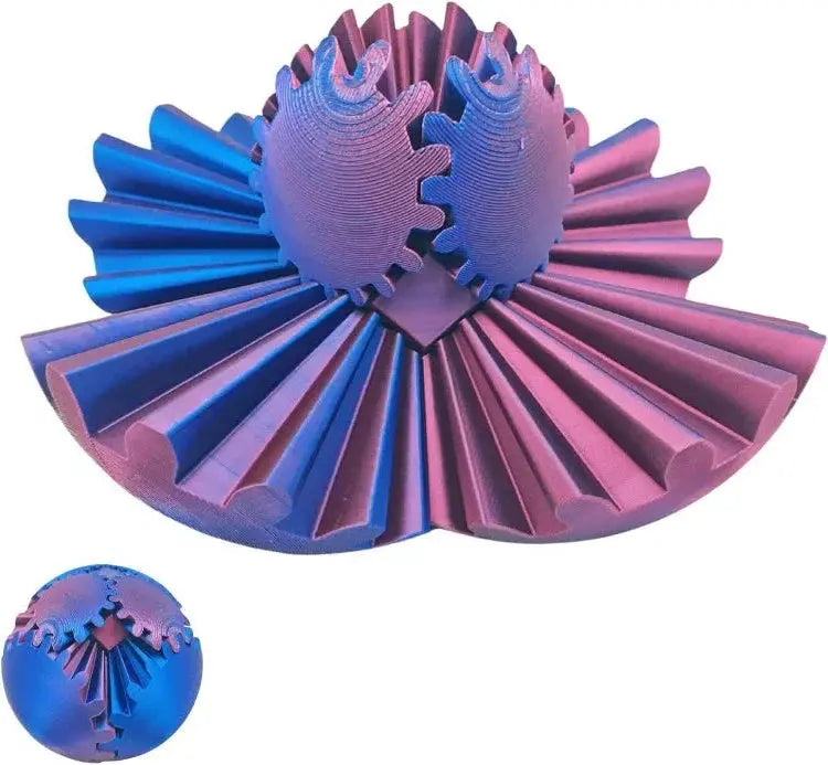 Gear Fidget Sphere with Interlocking Gears and Textured Grip, PLA Pocket Size Veldora