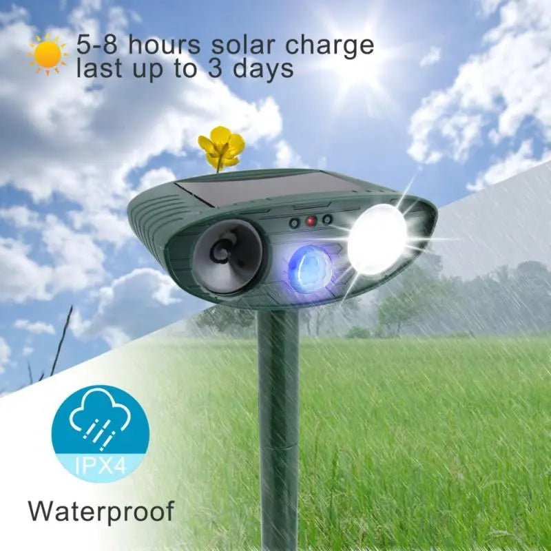 Solar Deer Repeller with Motion Sensor and Ultrasonic Deterrent, Weatherproof 4-Pack Veldora