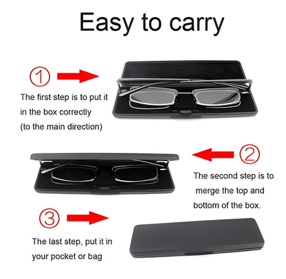 Folding Reading Glasses with Ultra Compact Fold and 90 Degree Spring Hinge, Slim Case Veldora