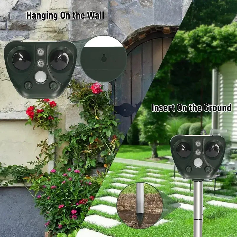 Ultrasonic Bird Deterrent with Solar Charging and USB Backup, 30-Foot Range Veldora