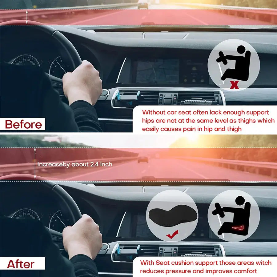 Seat Booster Cushion with Memory Foam and Non-Slip Base, 3.5 in Lift for Cars Veldora