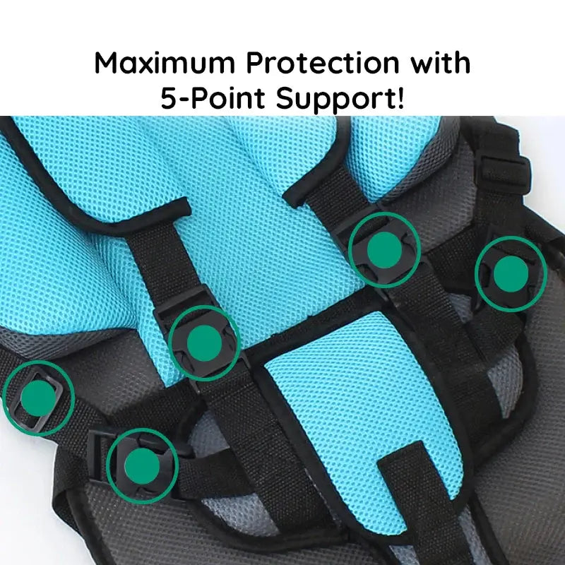 Child Car Seat Cushion with Five-Point Harness and Breathable Mesh, Adjustable Non-Slip Base Veldora