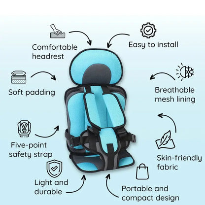 Child Car Seat Cushion with Five-Point Harness and Breathable Mesh, Adjustable Non-Slip Base Veldora