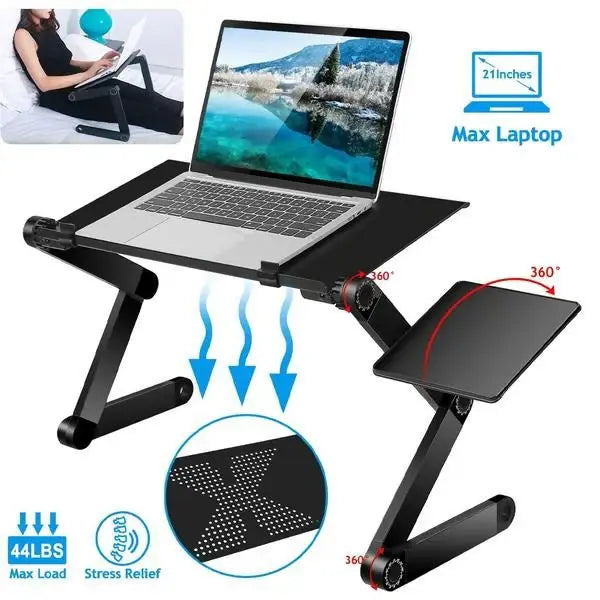 Adjustable Laptop Stand with Detachable Mouse Pad and Foldable Travel Design Veldora