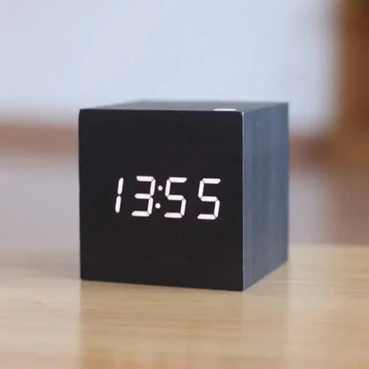 Wooden Digital Desk Clock with Integrated LED Numerals and Alarm, USB or Battery Powered Veldora