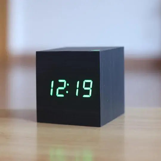 Wooden Digital Desk Clock with Integrated LED Numerals and Alarm, USB or Battery Powered Veldora