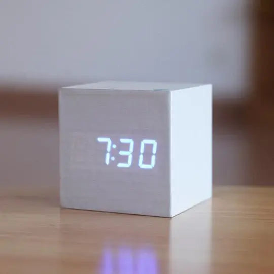 Wooden Digital Desk Clock with Integrated LED Numerals and Alarm, USB or Battery Powered Veldora