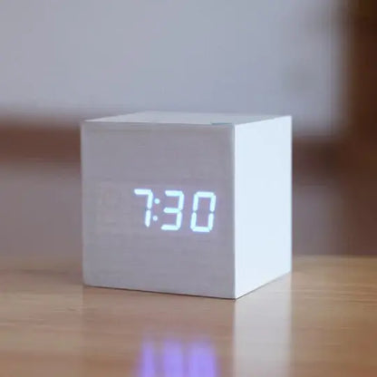 Wooden Digital Desk Clock with Integrated LED Numerals and Alarm, USB or Battery Powered Veldora