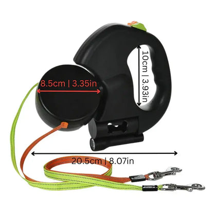Dual Dog Leash with Tangle-Free Design, LED Light and 360-Degree Swivel vanistore-store