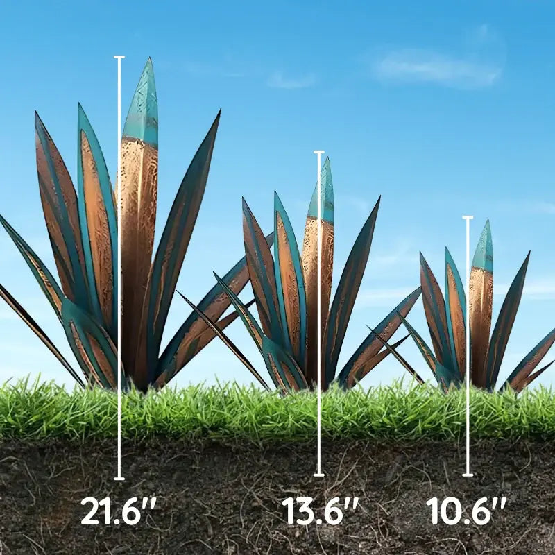Metal Agave Sculpture with Rustic Finish and Weatherproof Coating, Indoor Outdoor Accent Veldora