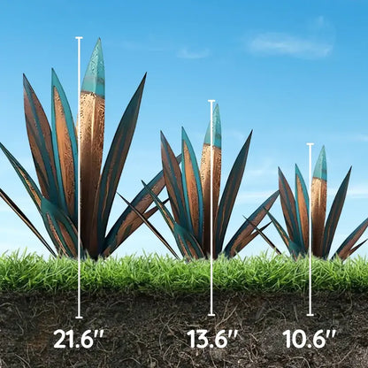 Metal Agave Sculpture with Rustic Finish and Weatherproof Coating, Indoor Outdoor Accent Veldora