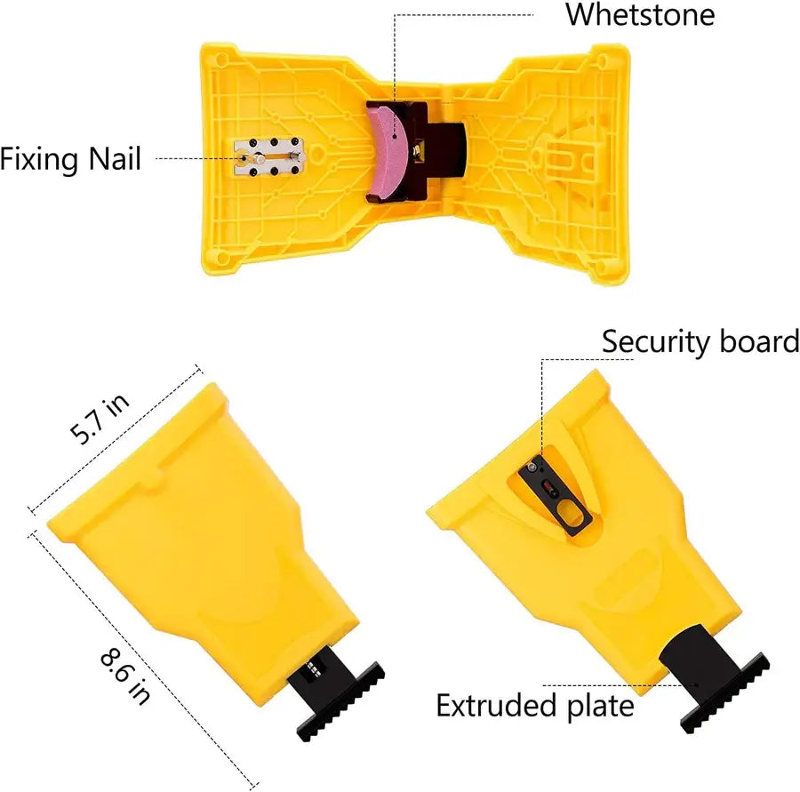 Chainsaw Sharpener with Guided Stone and Adjustable Locating Pin for Two-Hole Bars Veldora