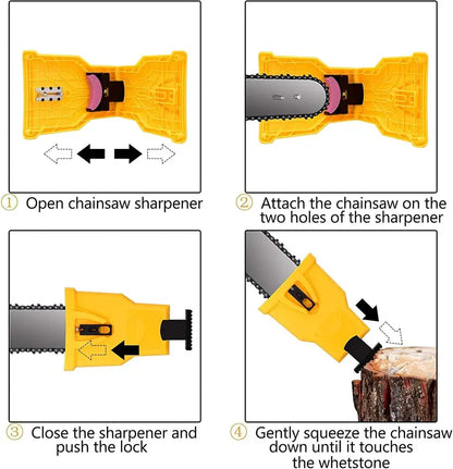 Chainsaw Sharpener with Guided Stone and Adjustable Locating Pin for Two-Hole Bars Veldora