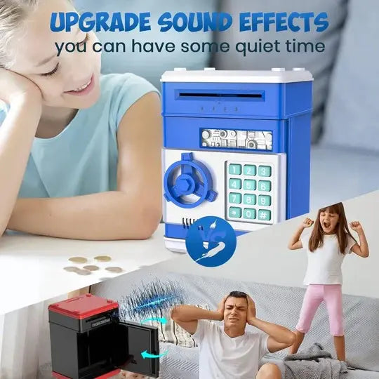 Electronic Piggy Bank for Kids with Dual Lock and LED Display, Bill Intake, Coin Slot Veldora