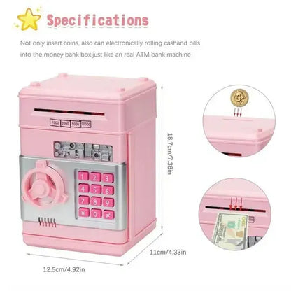 Electronic Piggy Bank for Kids with Dual Lock and LED Display, Bill Intake, Coin Slot Veldora