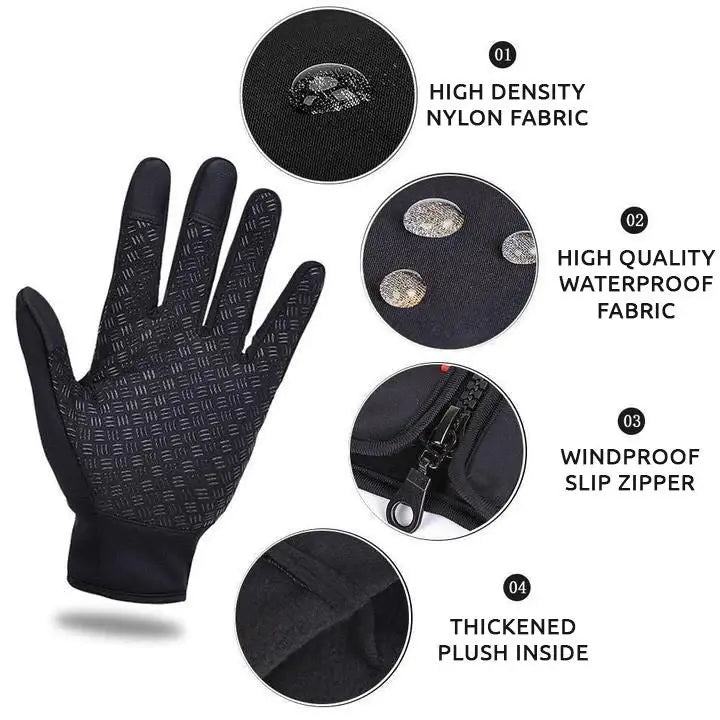 Touchscreen Winter Gloves with Full Palm Conductive Grip and Zippered Cuff, Wind-Resistant Veldora