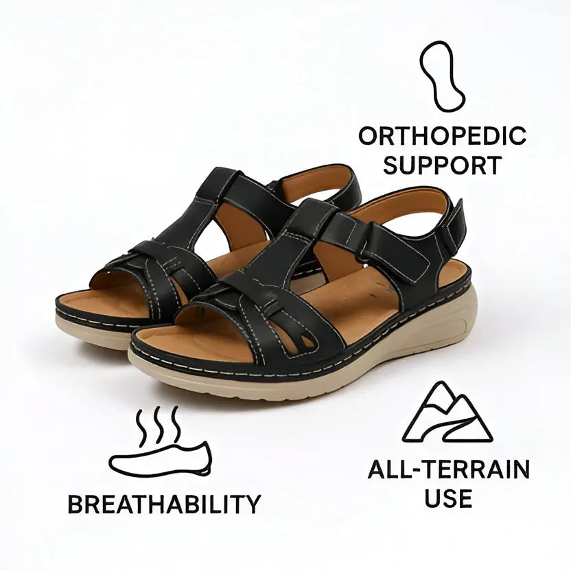 Women's Support Sandals with Contoured Footbed and Cushioned Midsole, Adjustable Straps Veldora