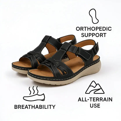 Women's Support Sandals with Contoured Footbed and Cushioned Midsole, Adjustable Straps Veldora