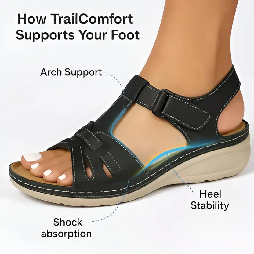 Women's Support Sandals with Contoured Footbed and Cushioned Midsole, Adjustable Straps Veldora