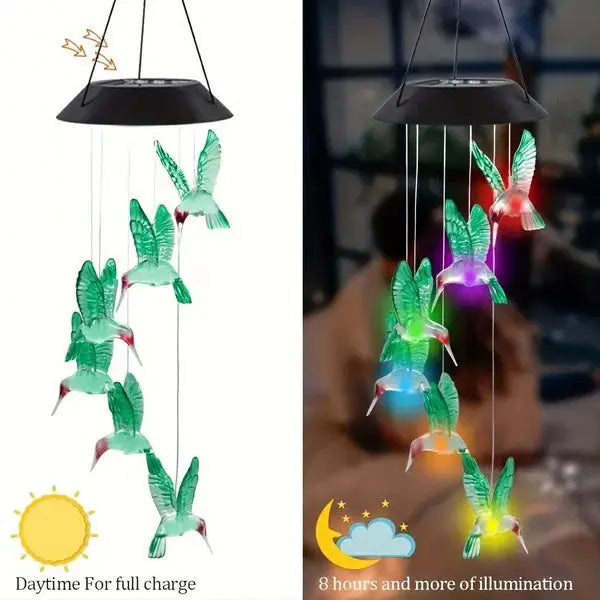 Solar Wind Chimes Outdoor Waterproof, LED Color Changing Butterfly, Dragonfly, Hummingbird Lights, Perfect for Garden vanistore-store